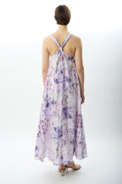 Diagonal-Desenli Ve Dökümlü Maxi Elbise (Lila)-ELBİSE-7-Milagron.com