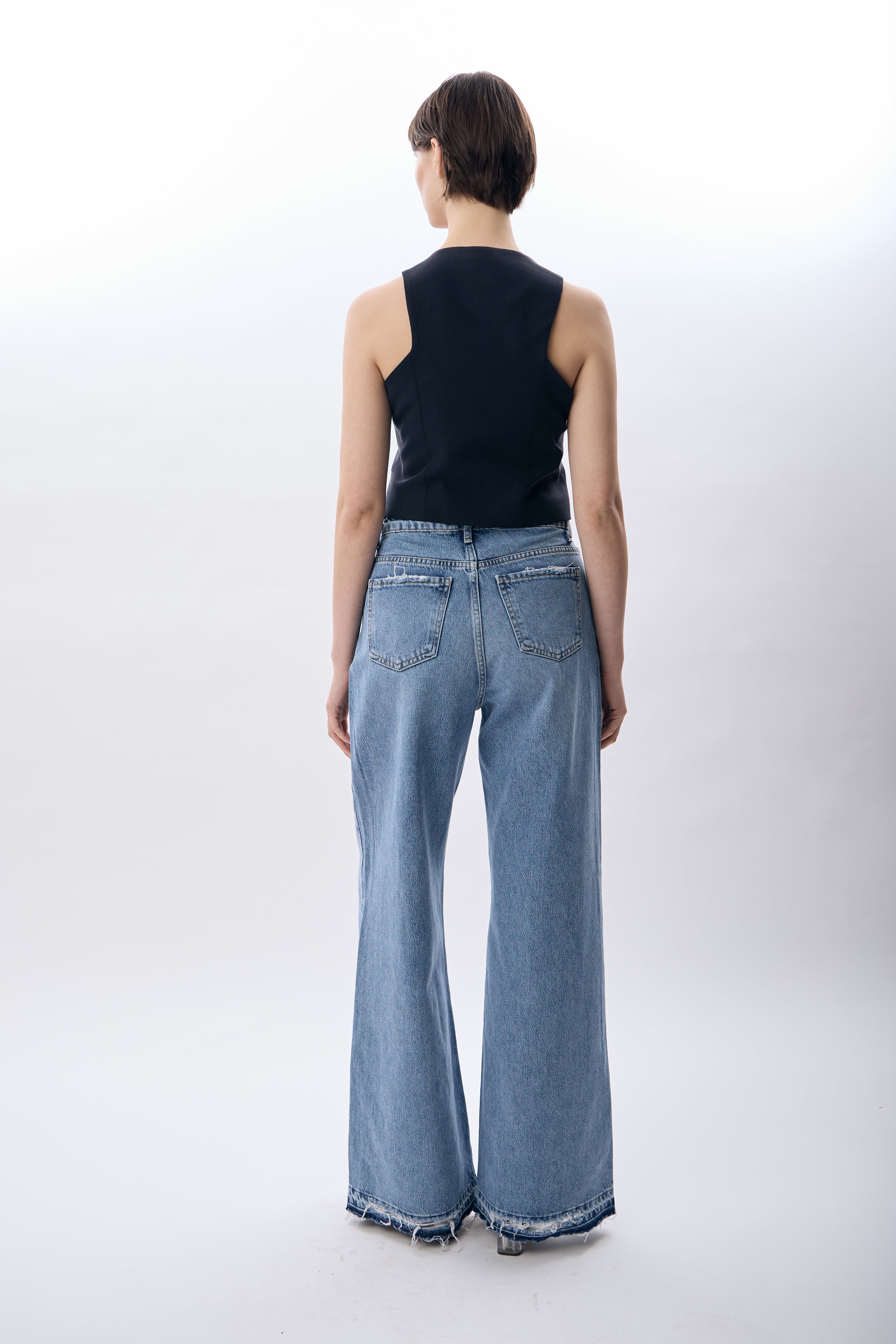 Diagonal-Dikiş Detaylı Kısa Yelek-Yelek-4-Milagron.com