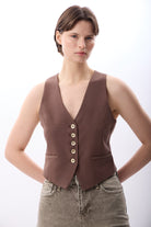 Diagonal-Dikiş Detaylı Kısa Yelek-Yelek-4-Milagron.com