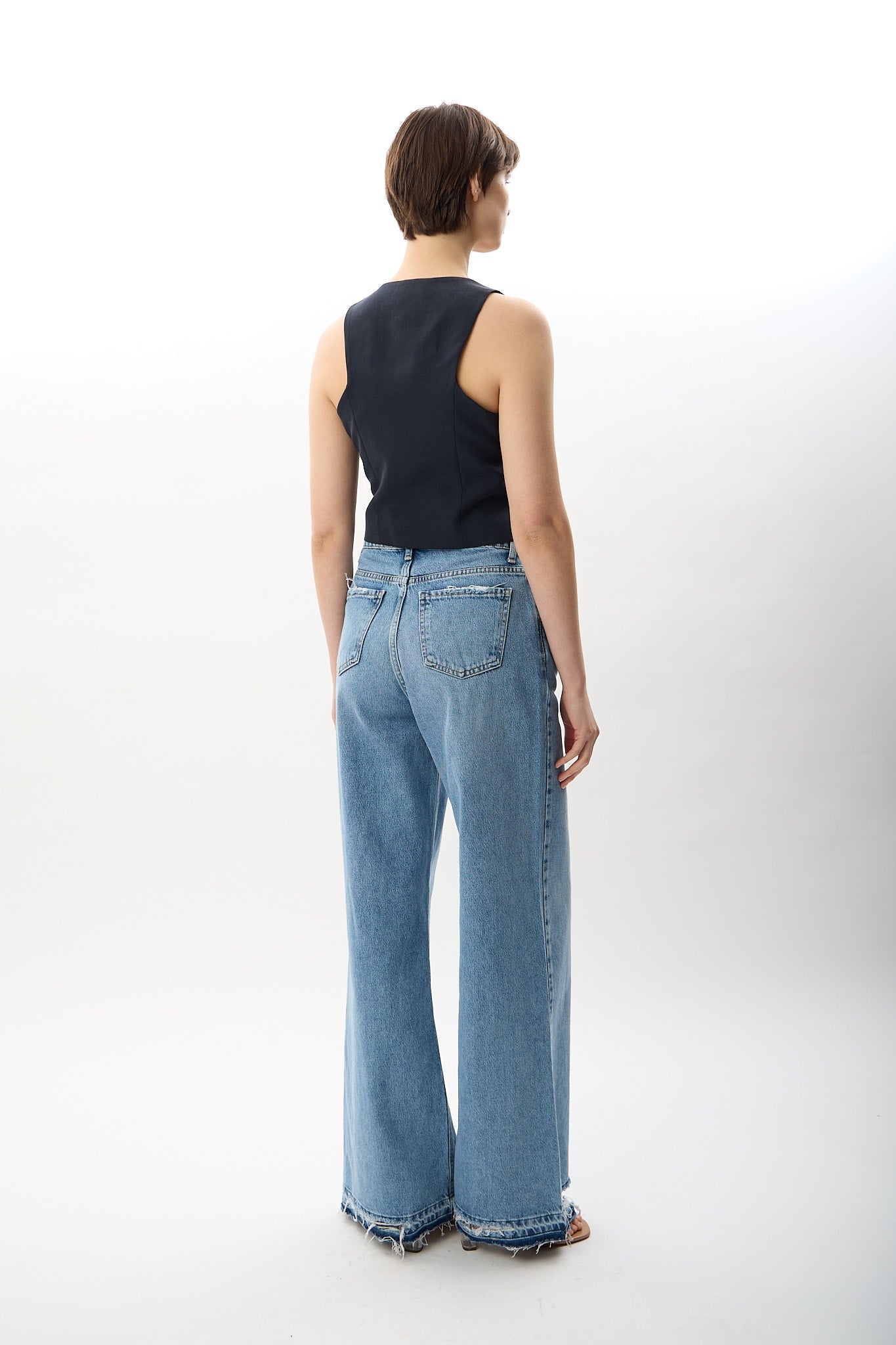 Diagonal-Dikiş Detaylı Kısa Yelek-Yelek-6-Milagron.com