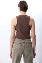 Diagonal-Dikiş Detaylı Kısa Yelek-Yelek-6-Milagron.com