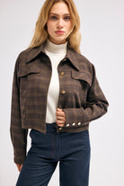 Diagonal-Ekose Bomber Ceket (Kahverengi)-CEKET-1-Milagron.com