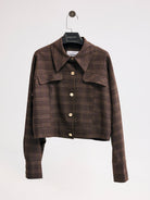 Diagonal-Ekose Bomber Ceket (Kahverengi)-CEKET-10-Milagron.com