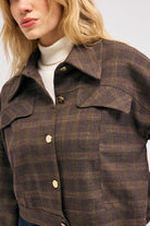 Diagonal-Ekose Bomber Ceket (Kahverengi)-CEKET-2-Milagron.com