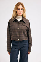 Diagonal-Ekose Bomber Ceket (Kahverengi)-CEKET-3-Milagron.com