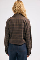 Diagonal-Ekose Bomber Ceket (Kahverengi)-CEKET-4-Milagron.com