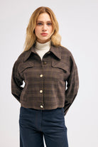 Diagonal-Ekose Bomber Ceket (Kahverengi)-CEKET-7-Milagron.com