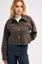 Diagonal-Ekose Bomber Ceket (Kahverengi)-CEKET-8-Milagron.com