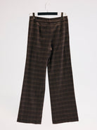 Diagonal-Ekose Pantolon (Kahverengi)-PANTOLON-5-Milagron.com