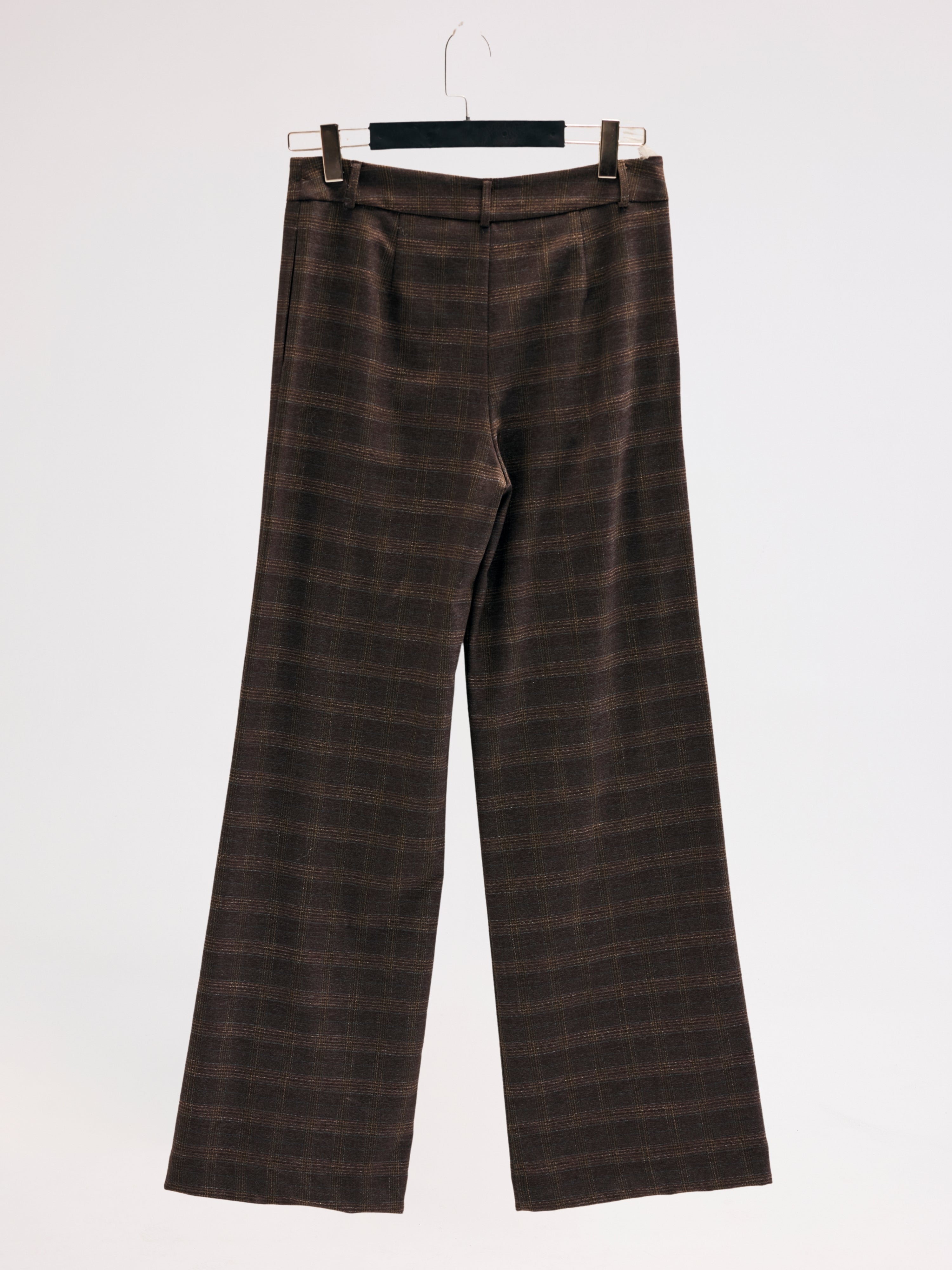 Diagonal-Ekose Pantolon (Kahverengi)-PANTOLON-5-Milagron.com