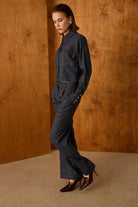 Diagonal-Ekose Pantolon (Lacivert)-PANTOLON-3-Milagron.com