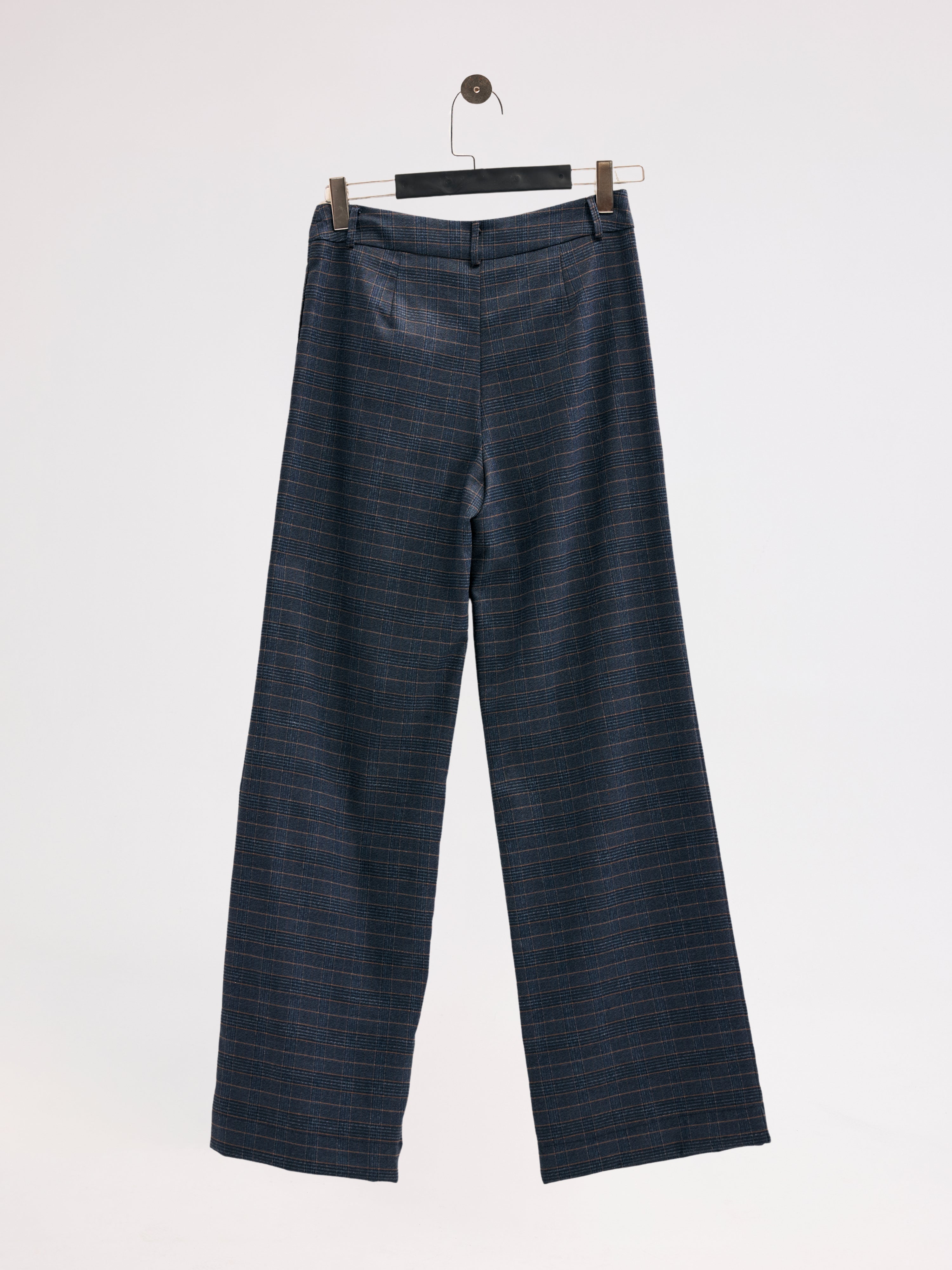 Diagonal-Ekose Pantolon (Lacivert)-PANTOLON-4-Milagron.com