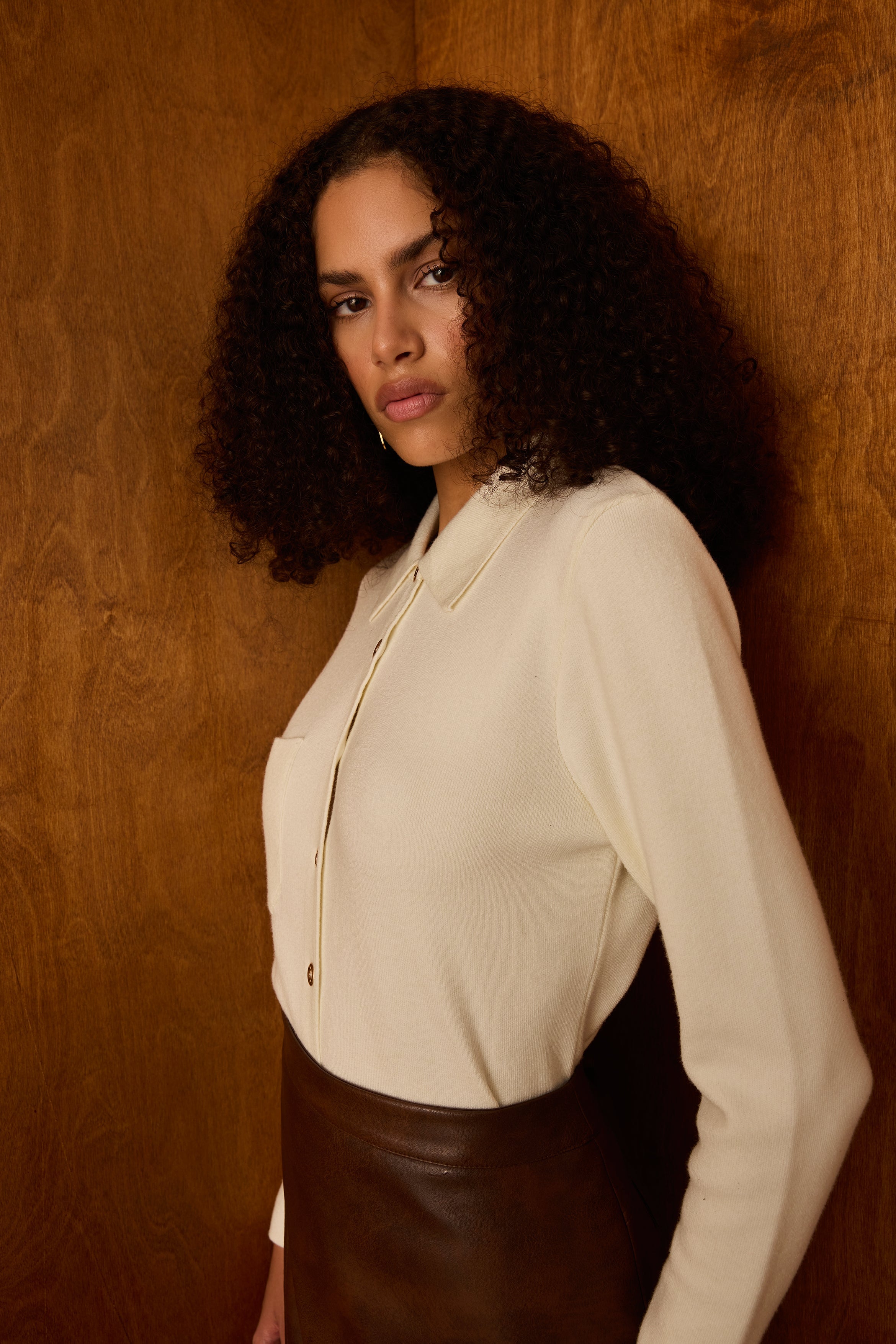 Diagonal-Ekru Triko Gömlek-Gömlek-3-Milagron.com