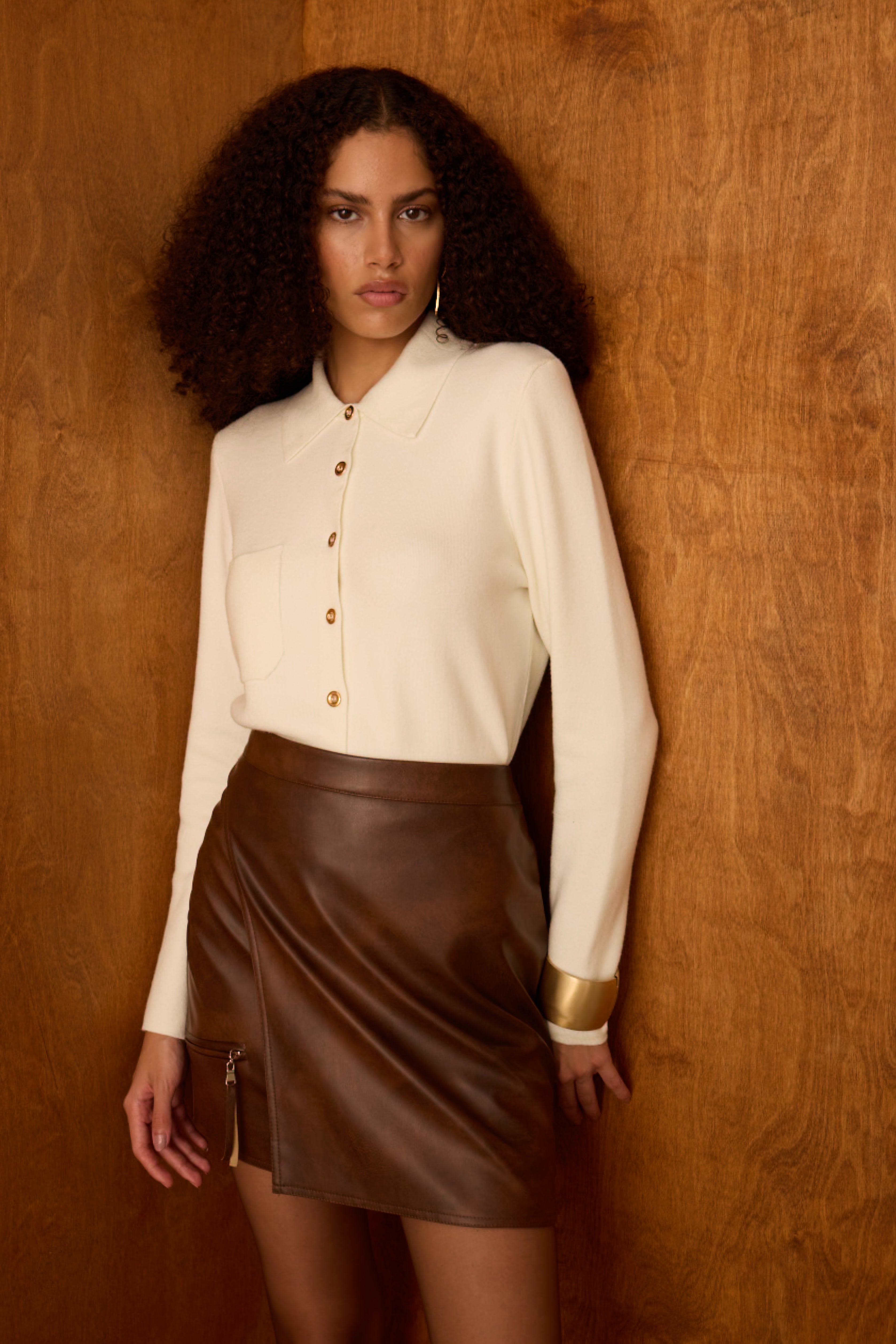 Diagonal-Ekru Triko Gömlek-Gömlek-4-Milagron.com