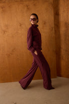 Diagonal-Fermuarlı Bordo Pantolon-Pantolon-2-Milagron.com