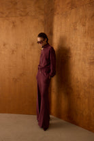 Diagonal-Fermuarlı Bordo Pantolon-Pantolon-5-Milagron.com