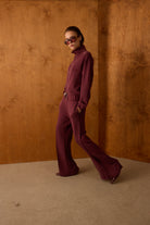 Diagonal-Fermuarlı Bordo Pantolon-Pantolon-8-Milagron.com