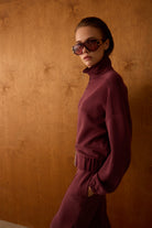 Diagonal-Fermuarlı Bordo Sweatshirt-Sweatshirts & Hoodies-3-Milagron.com