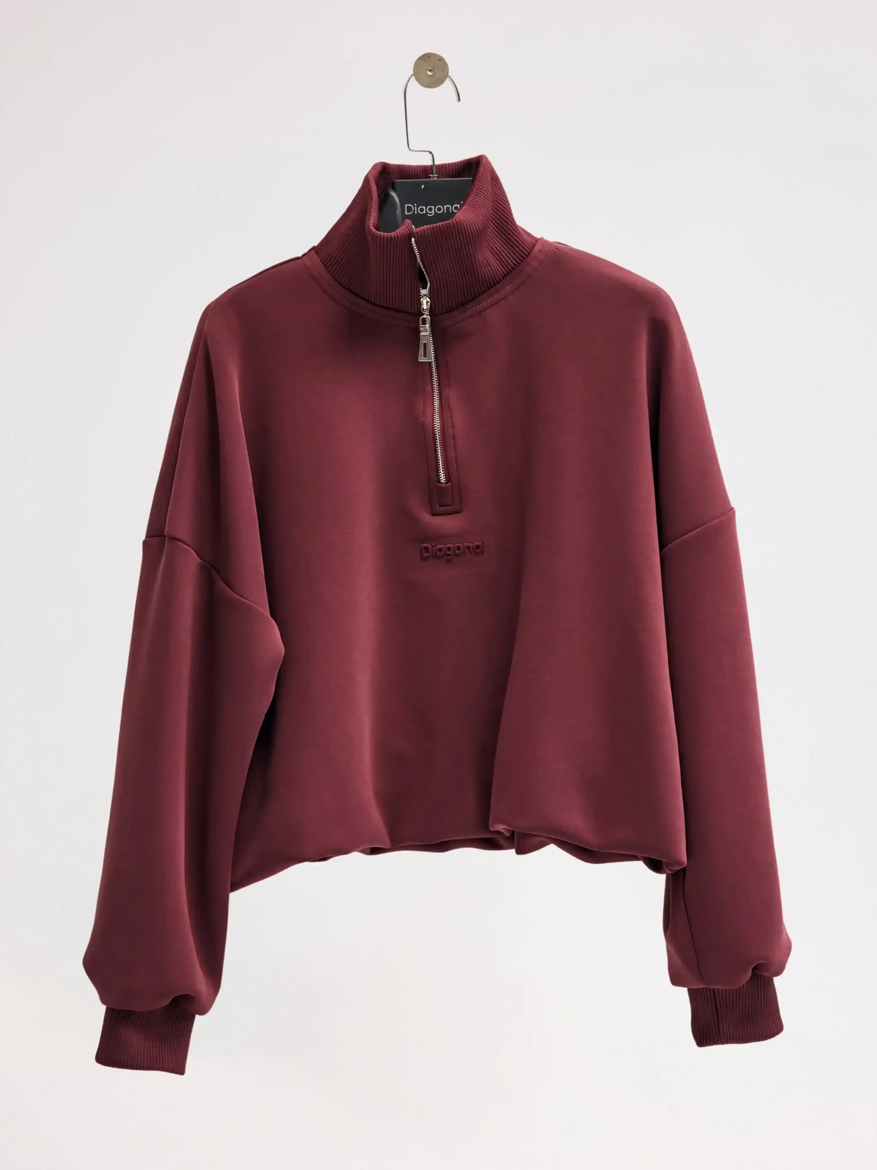 Fermuarlı Bordo Sweatshirt