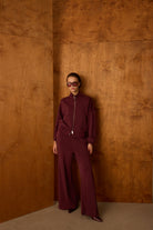 Diagonal-Fermuarlı Bordo Sweatshirt-Sweatshirts & Hoodies-9-Milagron.com