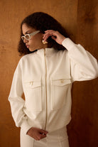 Diagonal-Fermuarlı Ekru Ceket-Ceket-4-Milagron.com