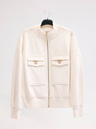 Diagonal-Fermuarlı Ekru Ceket-Ceket-7-Milagron.com