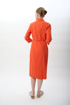 Diagonal-Fermuarlı Gömlek Yaka Elbise (Mercan)-ELBİSE-5-Milagron.com