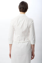 Diagonal-Fermuarlı Gömlek Yaka Elbise (Ekru)-ELBİSE-6-Milagron.com