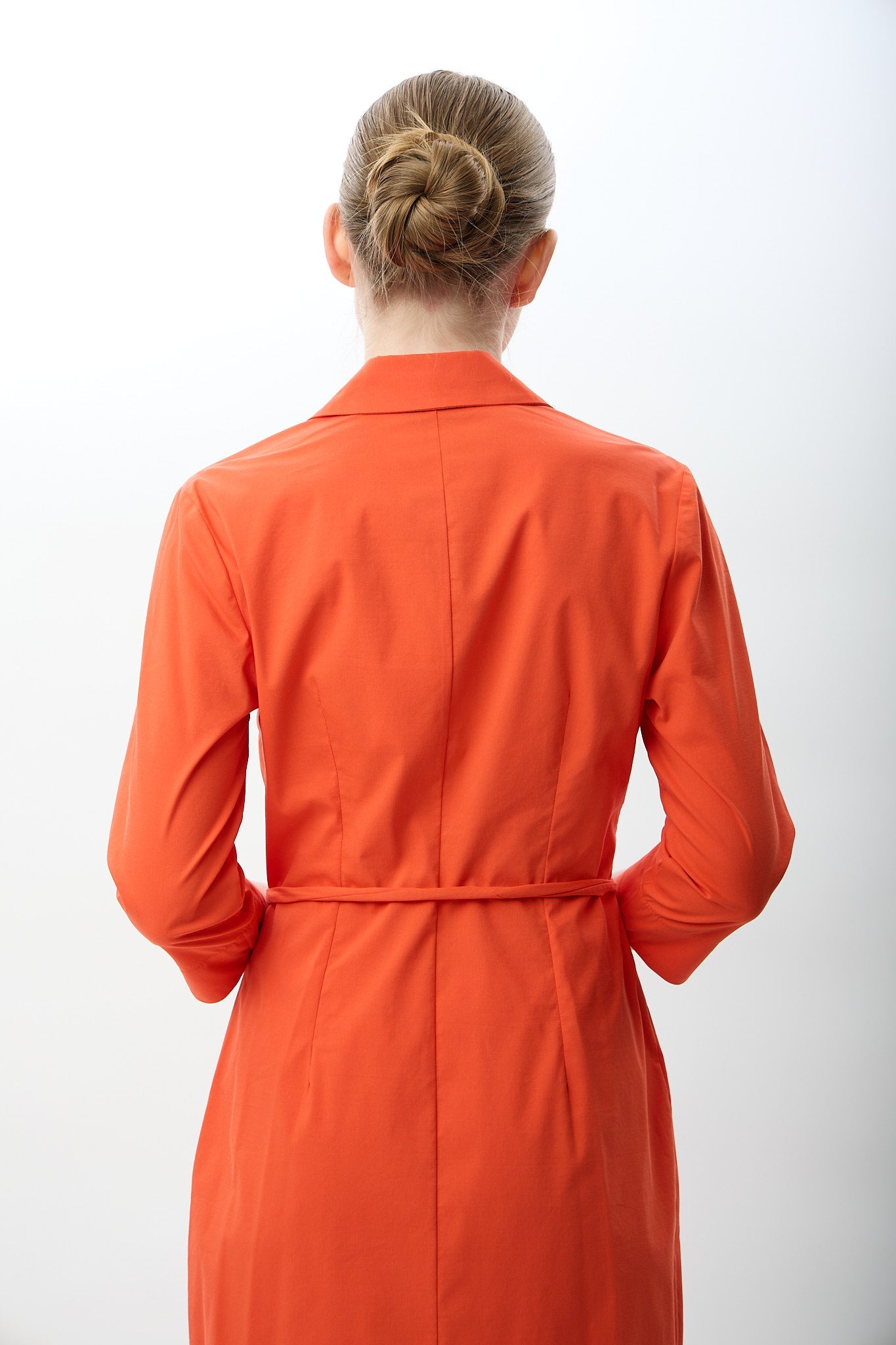 Diagonal-Fermuarlı Gömlek Yaka Elbise (Mercan)-ELBİSE-7-Milagron.com