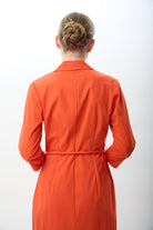 Diagonal-Fermuarlı Gömlek Yaka Elbise (Mercan)-ELBİSE-7-Milagron.com
