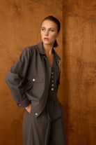 Diagonal-Fermuarlı Gri Ceket-Ceket-1-Milagron.com