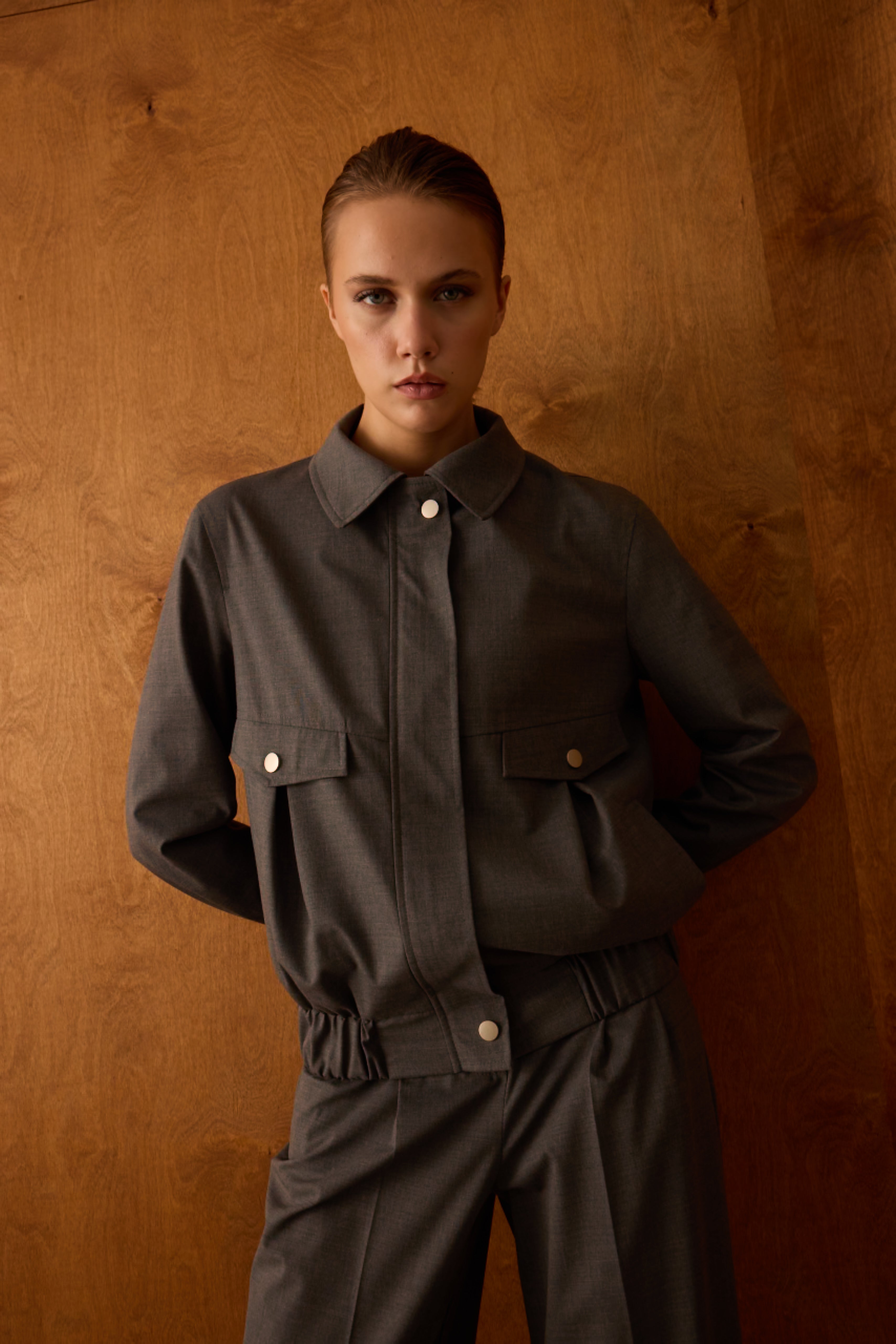 Diagonal-Fermuarlı Gri Ceket-Ceket-8-Milagron.com