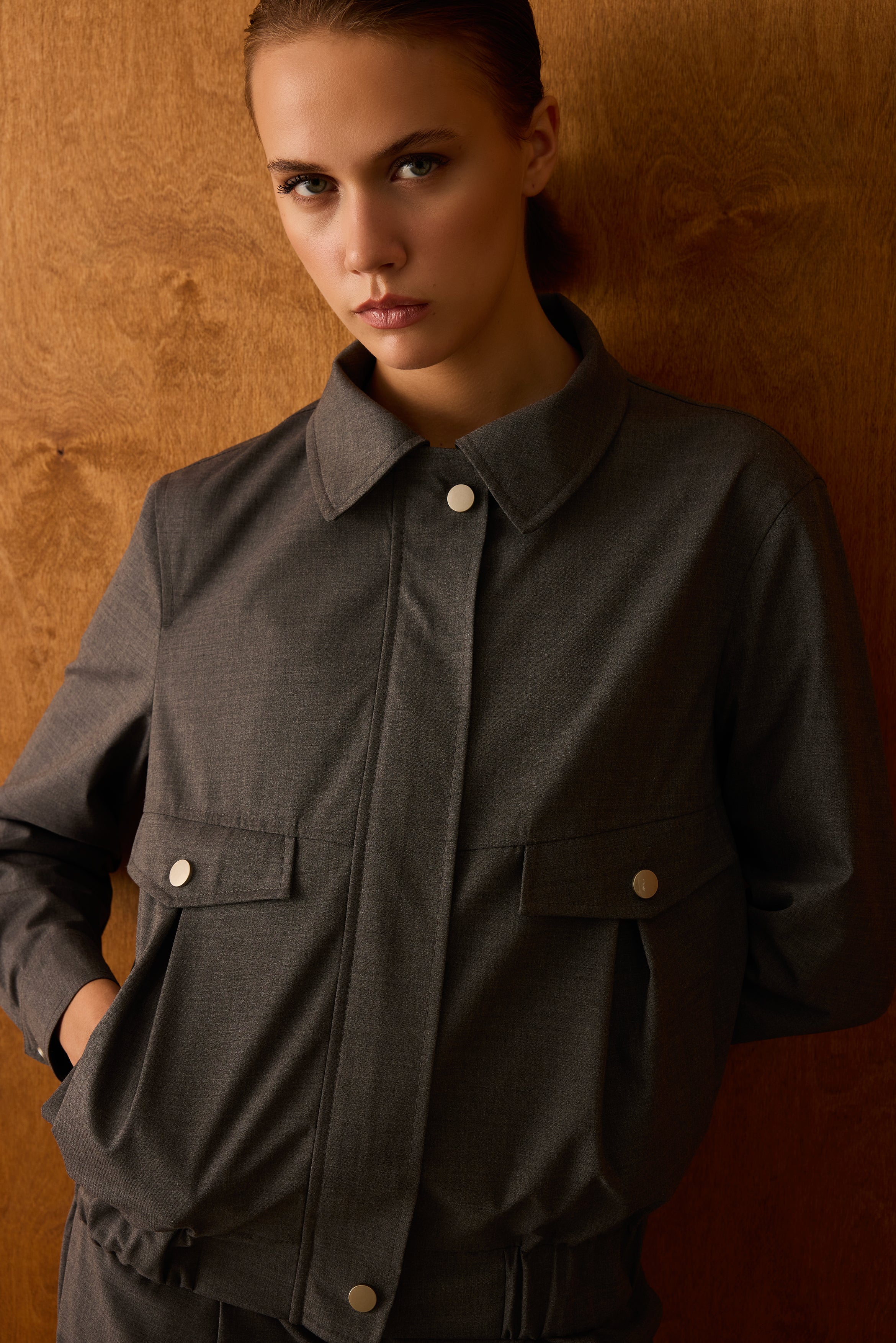 Diagonal-Fermuarlı Gri Ceket-Ceket-9-Milagron.com