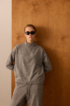 Diagonal-Fermuarlı Gri Sweatshirt-Sweatshirts & Hoodies-1-Milagron.com