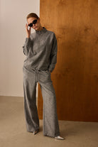 Diagonal-Fermuarlı Gri Sweatshirt-Sweatshirts & Hoodies-4-Milagron.com