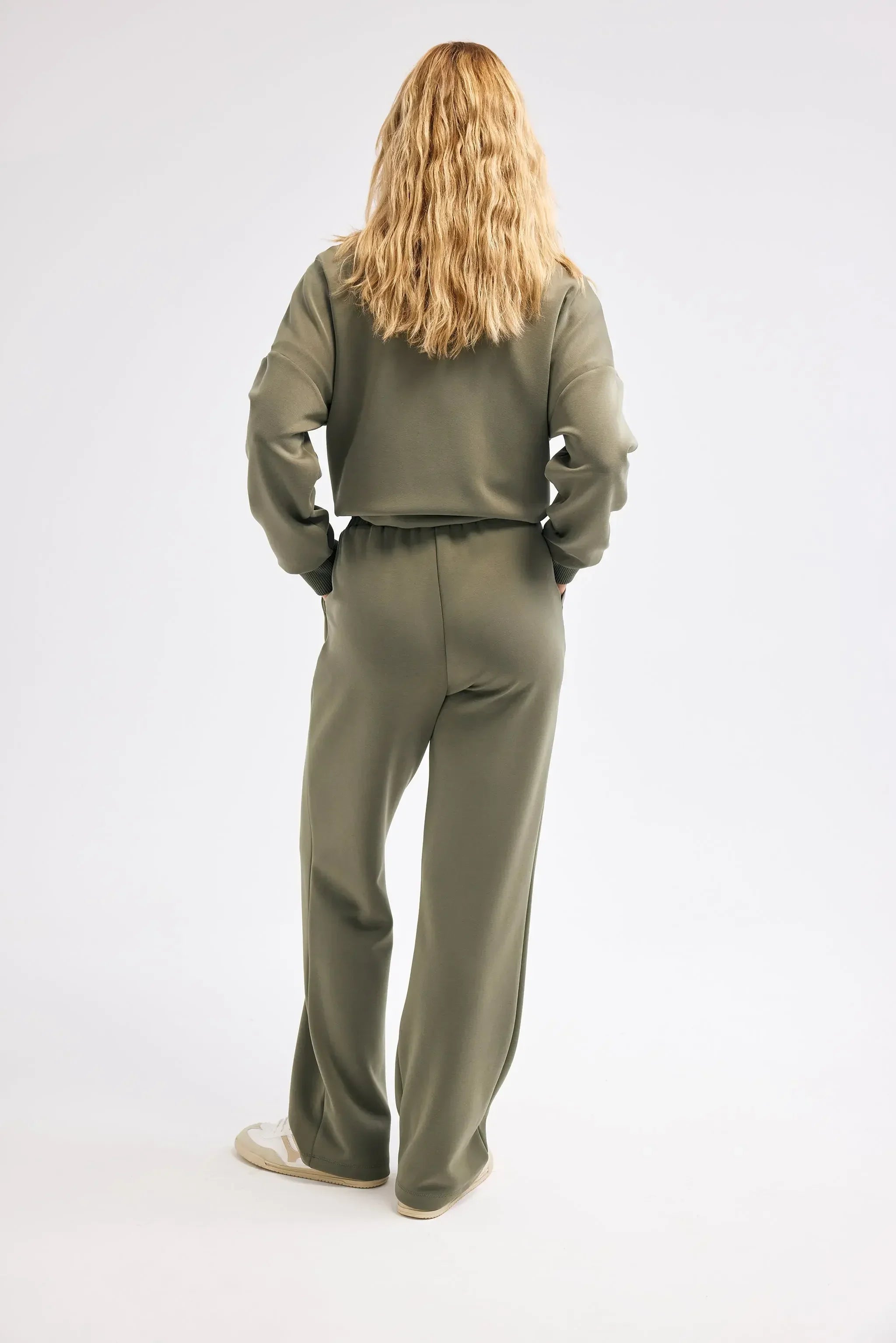 Diagonal-Fermuarlı Haki Sweatshirt-Sweatshirts & Hoodies-9-Milagron.com