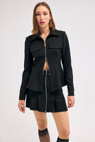 Diagonal-Fermuarlı Siyah Etek-Etek-2-Milagron.com