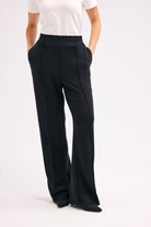 Diagonal-Fermuarlı Paçalı Pantolon (Siyah)-PANTOLON-5-Milagron.com