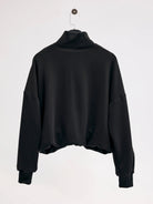 Diagonal-Fermuarlı Siyah Sweatshirt-SWEATSHIRT-5-Milagron.com