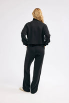 Diagonal-Fermuarlı Siyah Sweatshirt-SWEATSHIRT-6-Milagron.com