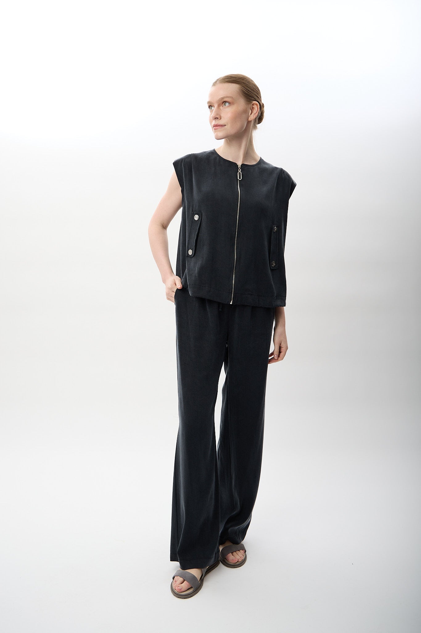 Diagonal-Geniş Paça Rahat Pantolon (Lacivert)-PANTOLON-1-Milagron.com