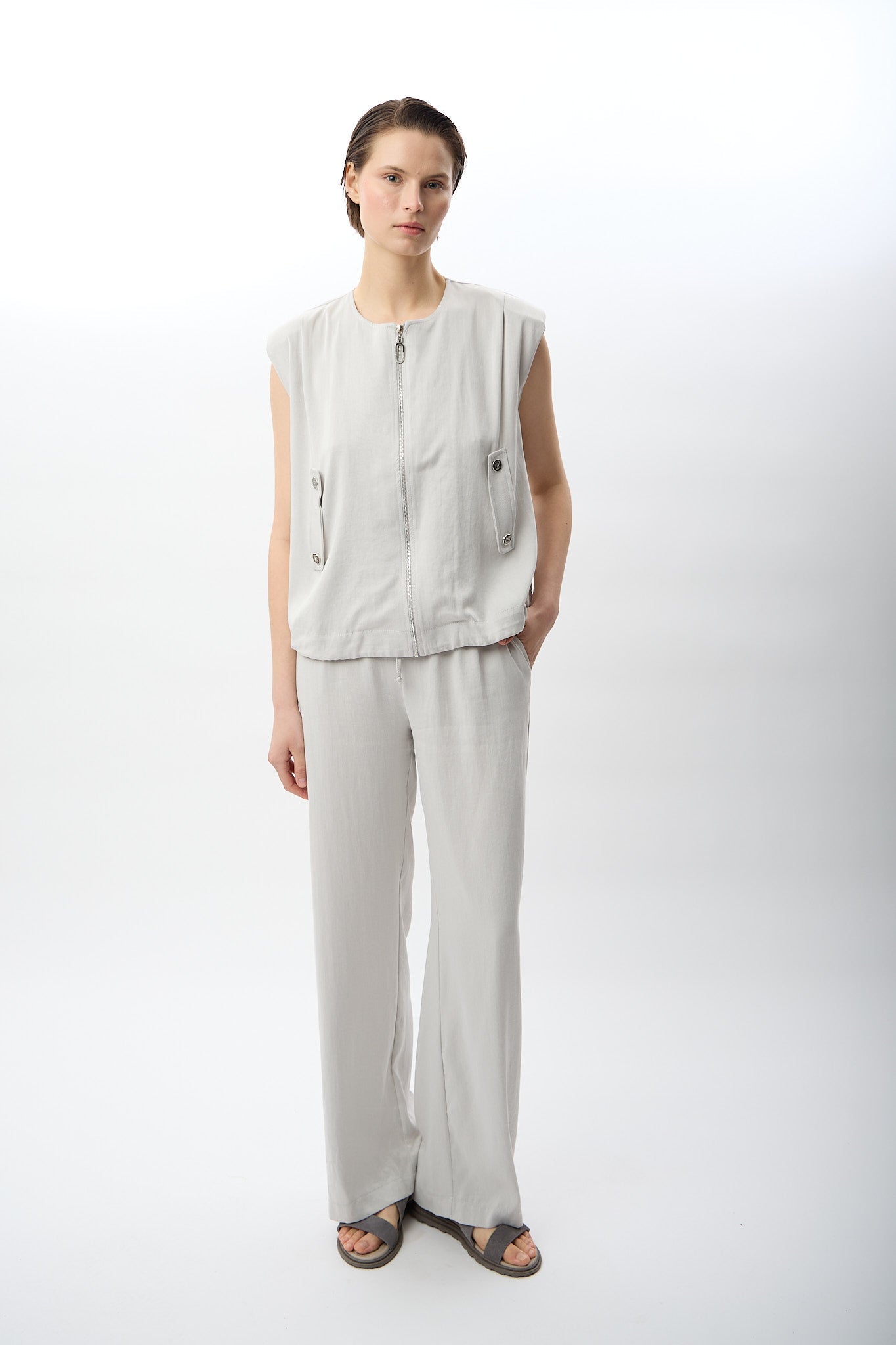 Diagonal-Geniş Paça Rahat Pantolon (Gri)-PANTOLON-2-Milagron.com