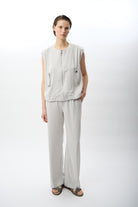 Diagonal-Geniş Paça Rahat Pantolon (Gri)-PANTOLON-2-Milagron.com