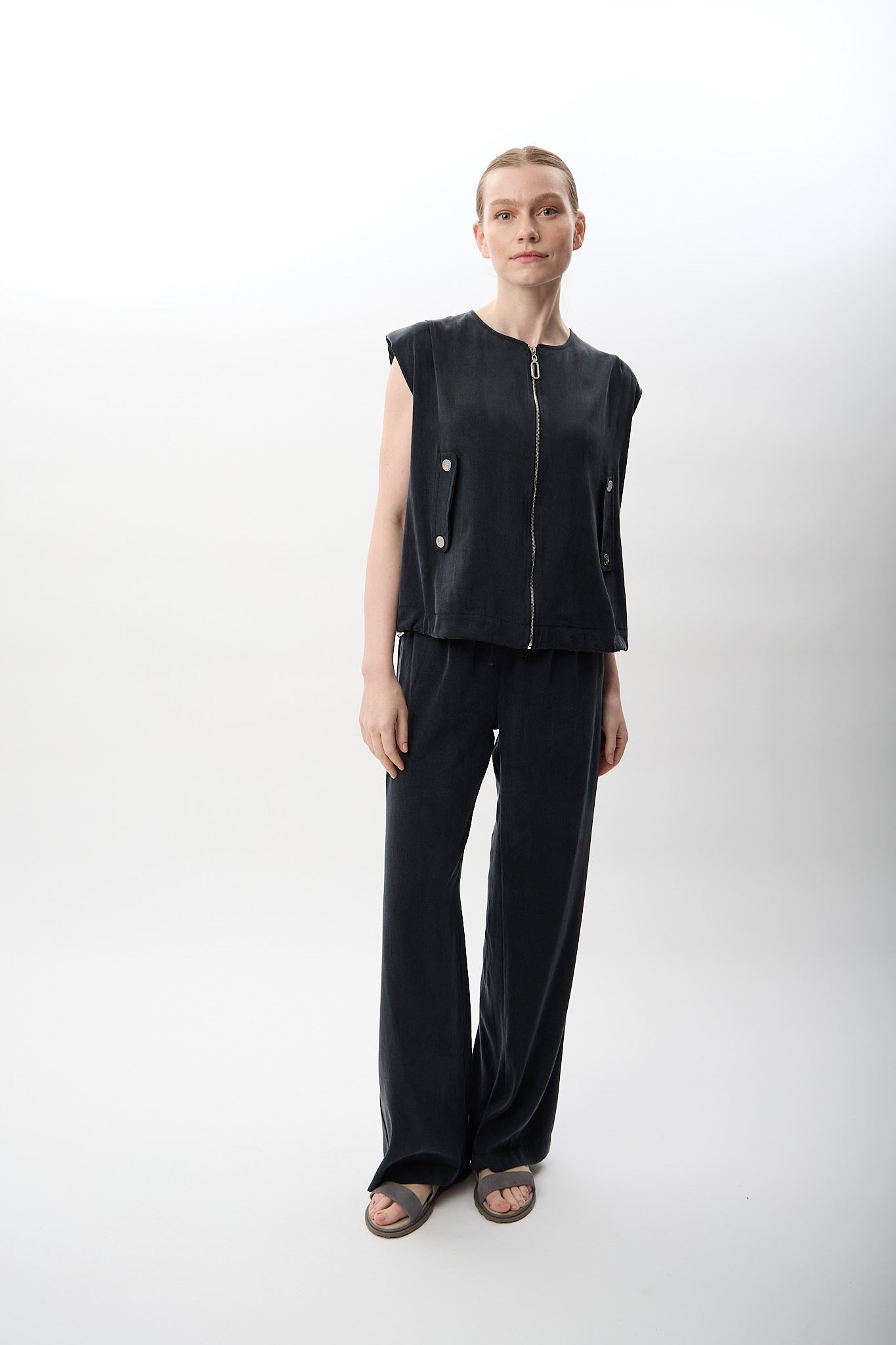 Diagonal-Geniş Paça Rahat Pantolon (Lacivert)-PANTOLON-4-Milagron.com