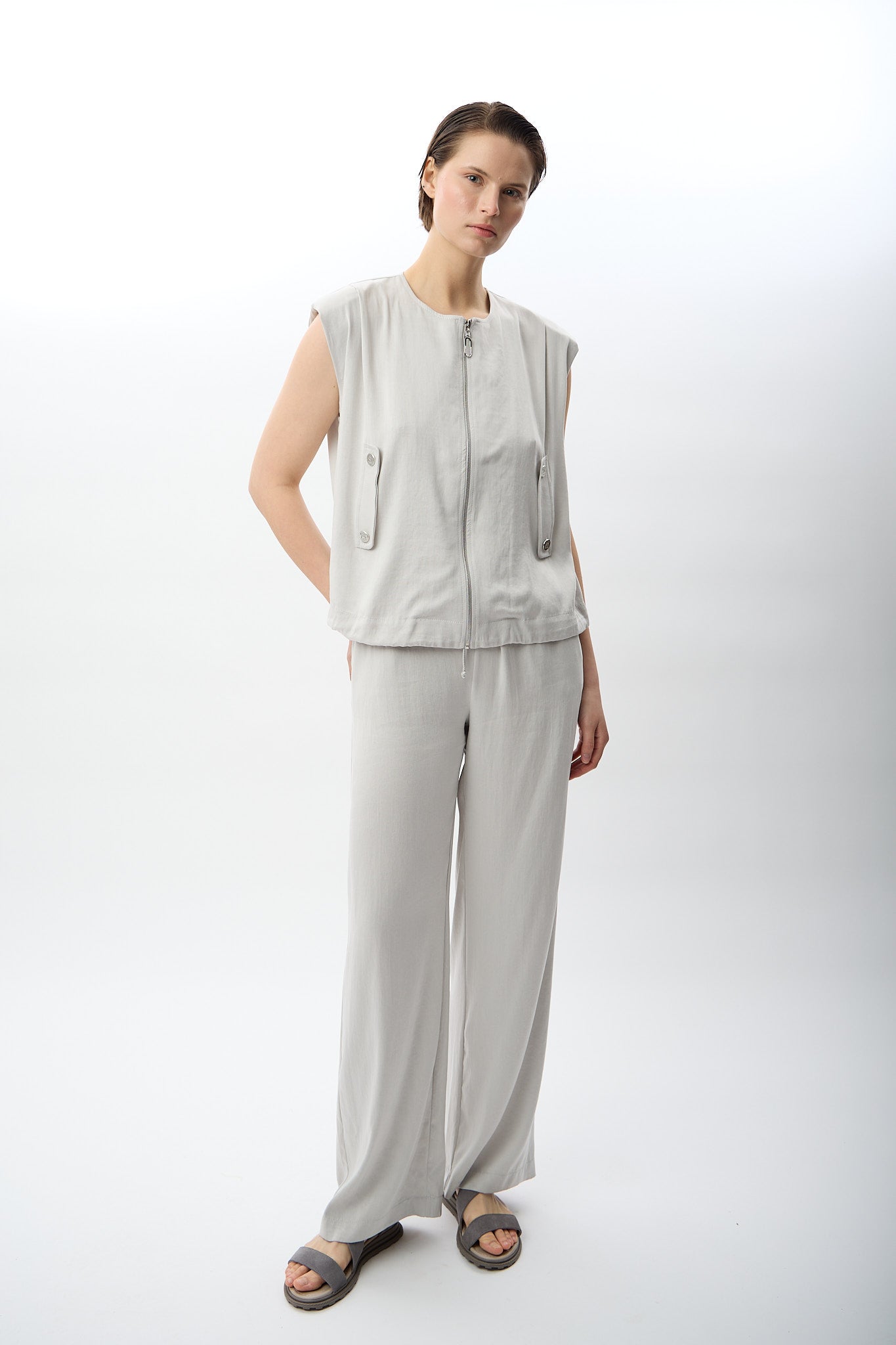 Diagonal-Geniş Paça Rahat Pantolon (Gri)-PANTOLON-5-Milagron.com