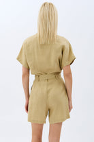 Diagonal-Gömlek Yaka Keten Tulum (Bej)-ELBİSE-8-Milagron.com