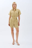 Diagonal-Gömlek Yaka Keten Tulum (Bej)-ELBİSE-9-Milagron.com