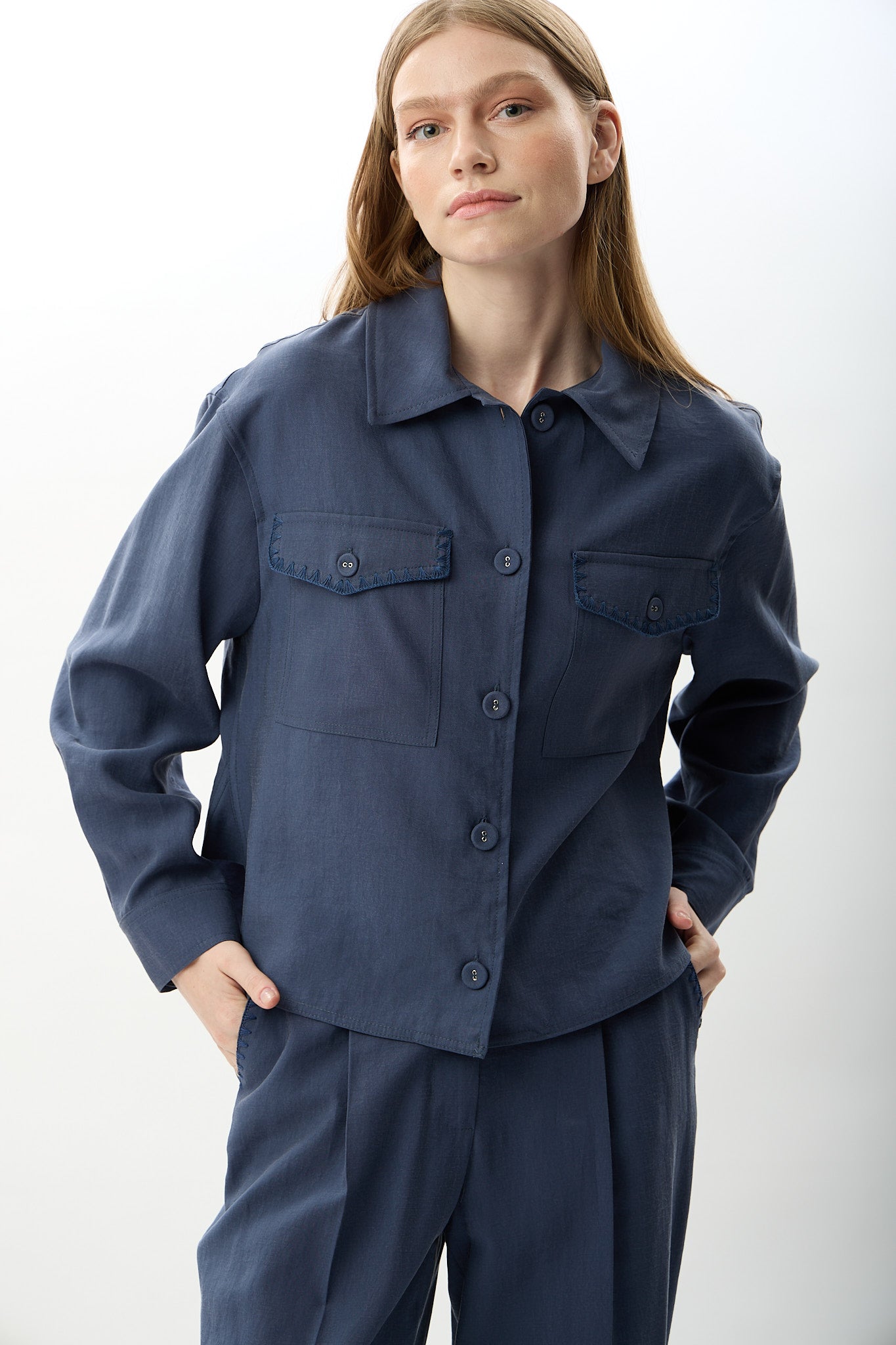 Diagonal-Gömlek Yaka Kısa Ceket-Ceket-1-Milagron.com