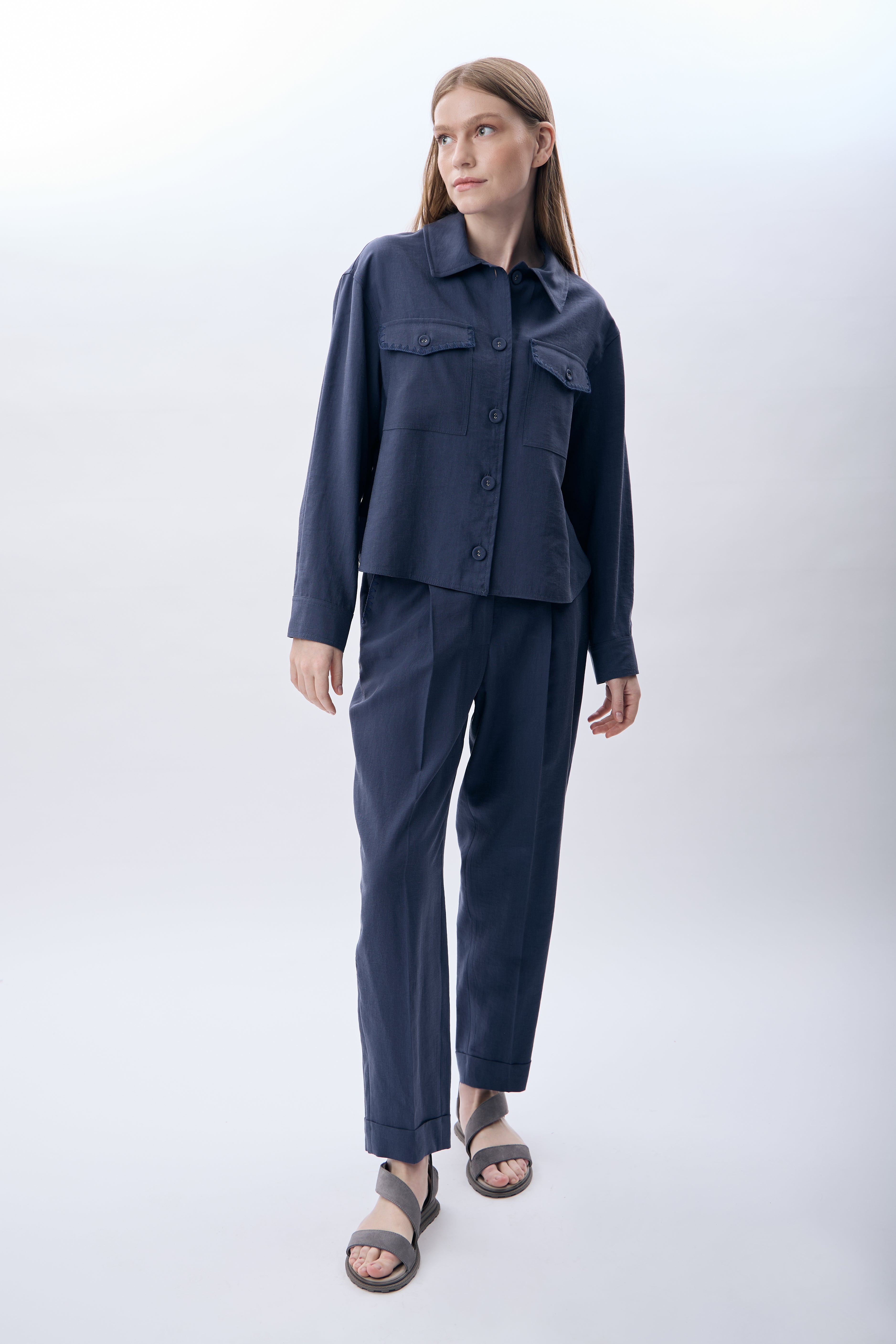 Diagonal-Gömlek Yaka Kısa Ceket-Ceket-5-Milagron.com