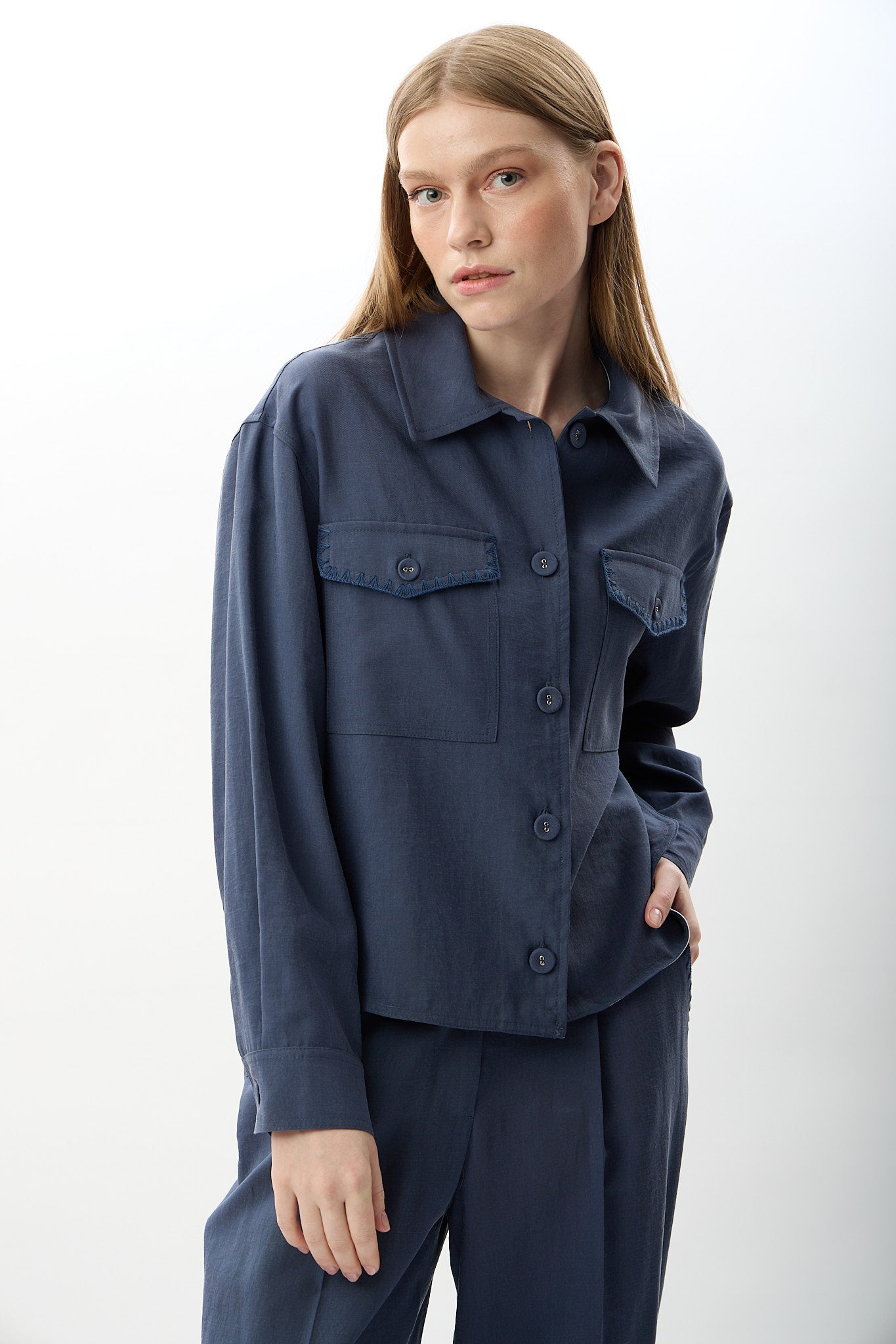 Diagonal-Gömlek Yaka Kısa Ceket-Ceket-7-Milagron.com